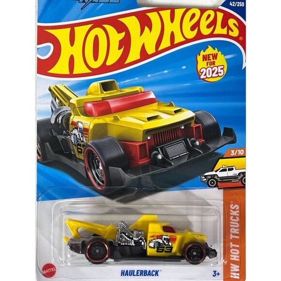 Hot Wheels 2025 Haulerback Yellow Tow Truck HW Hot Trucks Series New on Card - Picture 3 of 7